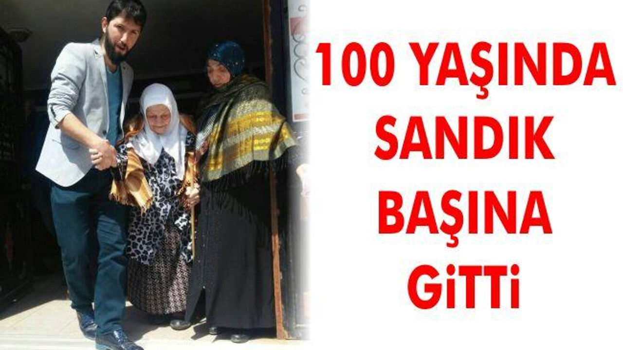 100 yaşında sandık başına gitti
