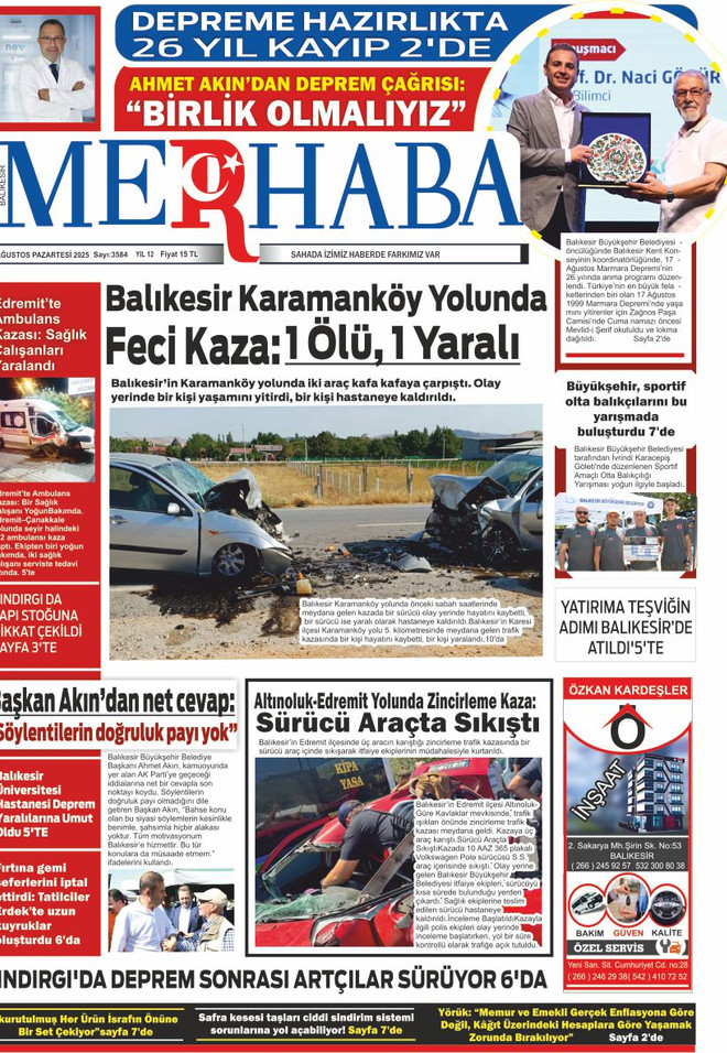 18 AĞUSTOS PAZARTESİ