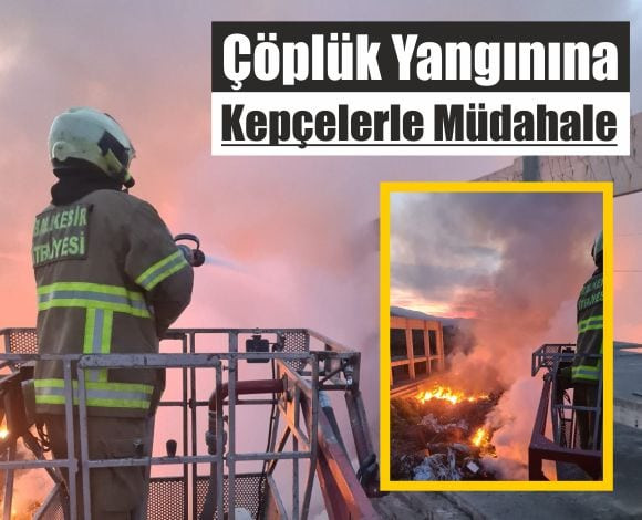 Altınoluk’taki Çöplük Yangınına Kepçelerle Müdahale Edildi